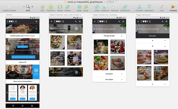 Screenshots of Sketch